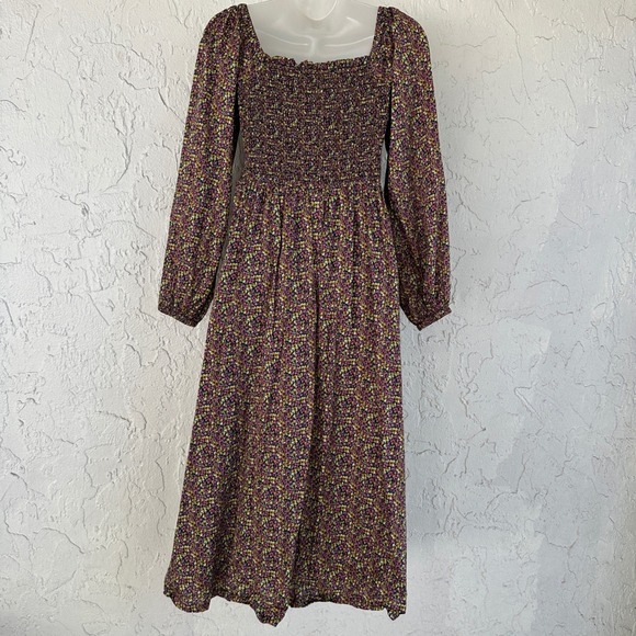 J.Crew Liberty Smocked Floral Midi Dress Cottagecore Boho Busy Lizzy Women Small - Picture 4 of 10
